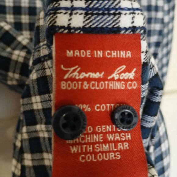 DuxBak Thomas Cook Shirt Men's Small Thermal Brushed Cotton Button Up Blue Plaid - Picture 7 of 11